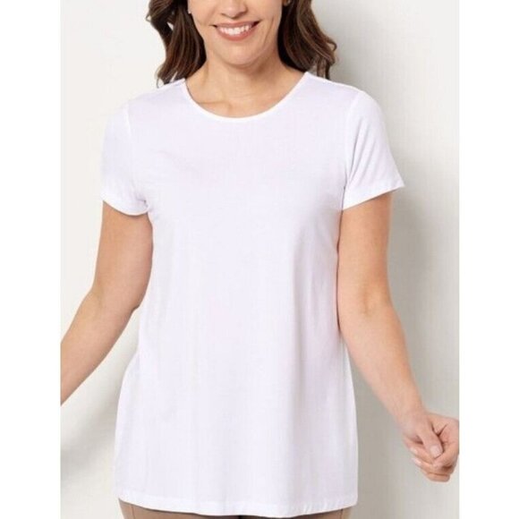 Susan Graver Weekend Cool Touch Short Sleeve Top White,X-Large - Picture 1 of 1